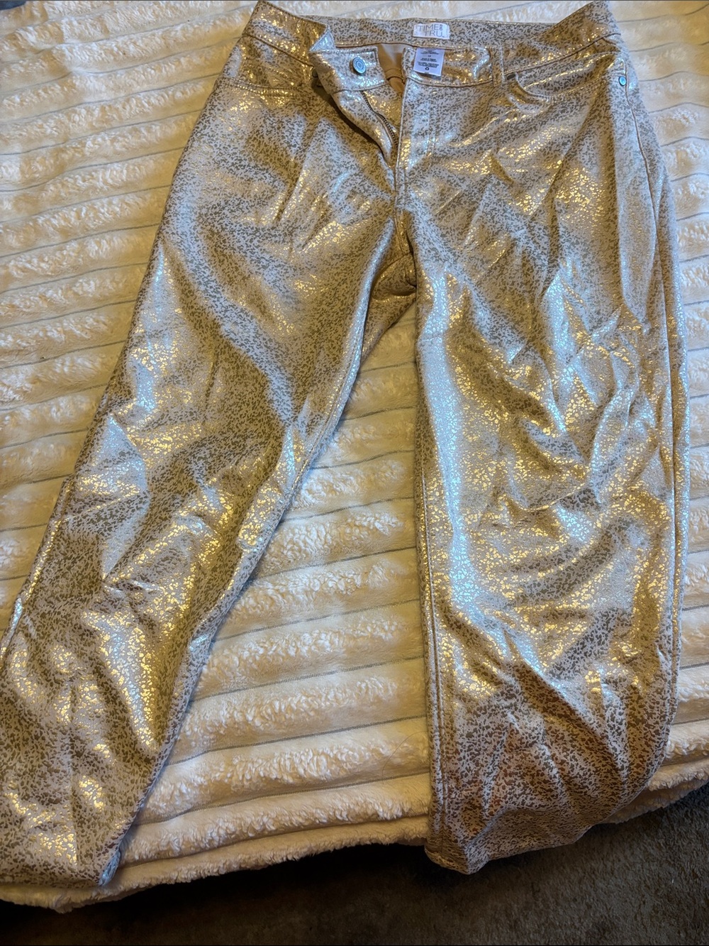 Time and Tru Gold Metallic Patterned Jeans